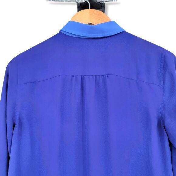 LOFT Ann Taylor Colorblock Chiffon Semi Sheer 1/2 Button Down Blouse Size Small - Picture 5 of 11